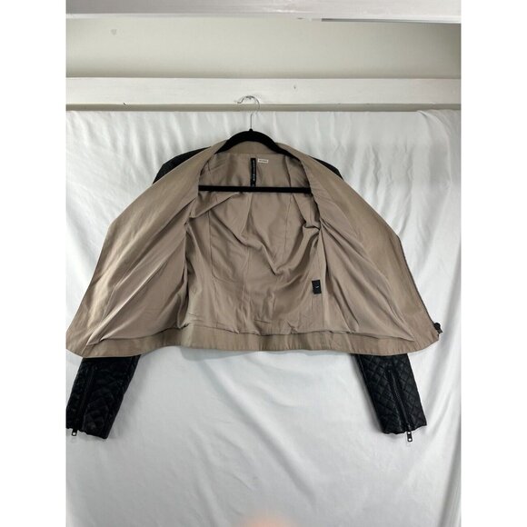 Walter Baker Moto Vegan Biker Jacket Womens Size XS Quilted Arms - Picture 11 of 14